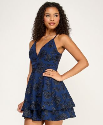 Juniors' Lace-Back Fit & Flare Dress