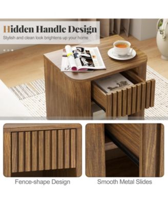 Mid-century Wood Nightstand with Drawer and Open Shelf