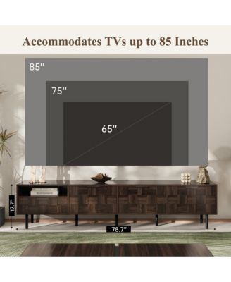  TV Stand for TVs , Modern Entertainment Center, Media Console with Drawer, Storage Cabinets and Open Shelf for Living Room