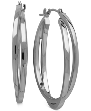 image of Intertwined Hoop Earrings in 14k Gold, Two Tone, or White Gold, 1 inch
