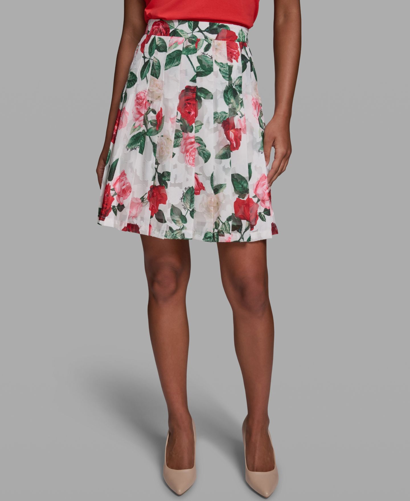 Женская юбка KARL LAGERFELD PARIS Printed Pleat, цвет: Мягкий белый разноцветный — фото 1