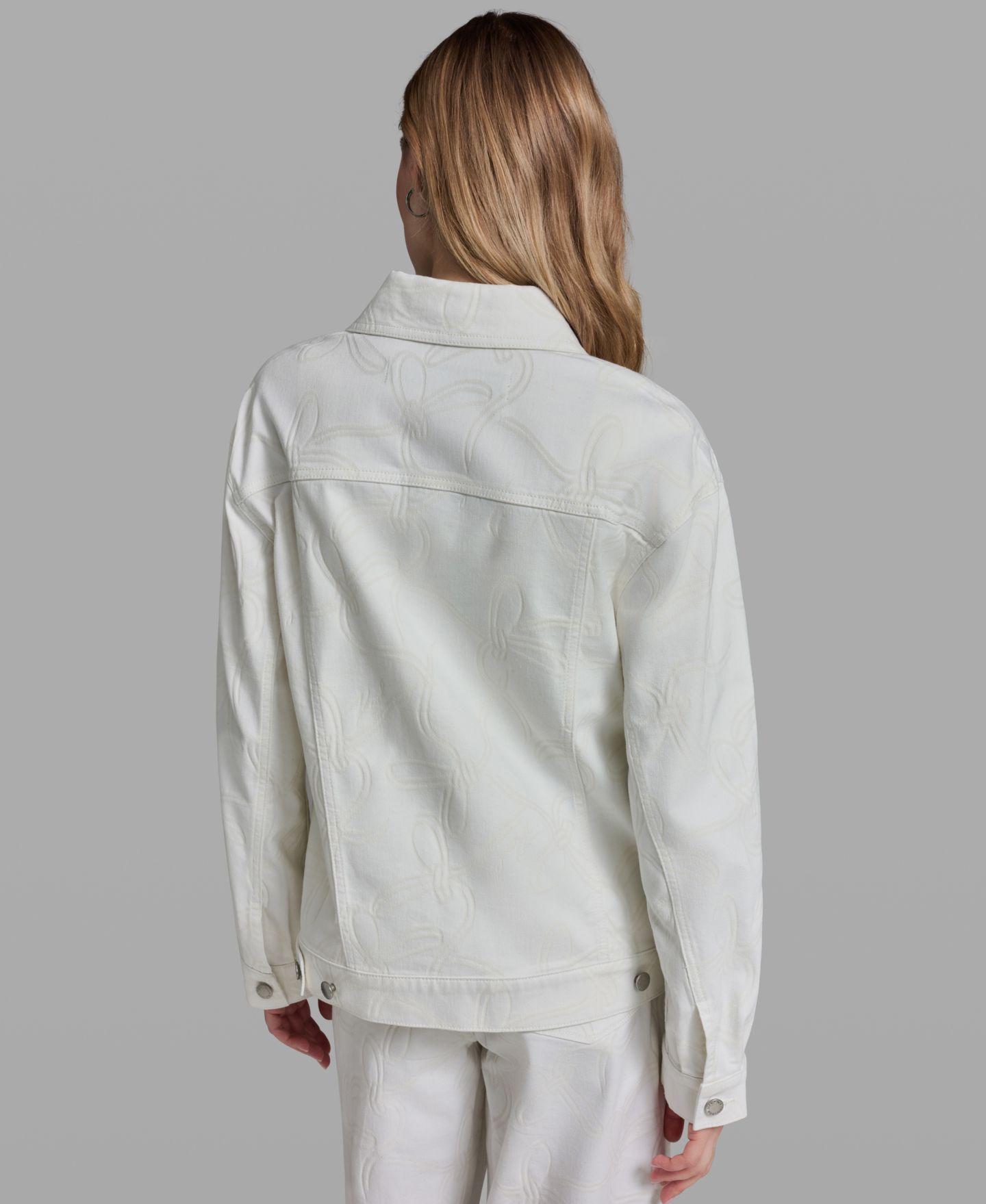 Женская куртка KARL LAGERFELD PARIS Long-Sleeve Collared, цвет: Белый джинсовый — фото 5