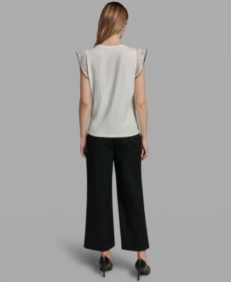 Women's Ruffle-Sleeve Crewneck Top