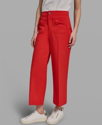 Women's Mid-Rise Straight Bow Pocket Pants