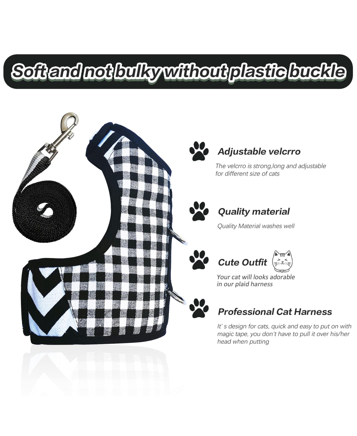 Aronkl Escape Proof Cat Harness Leash Set Breathable Mesh Adjustable Padded Vest For Walking
