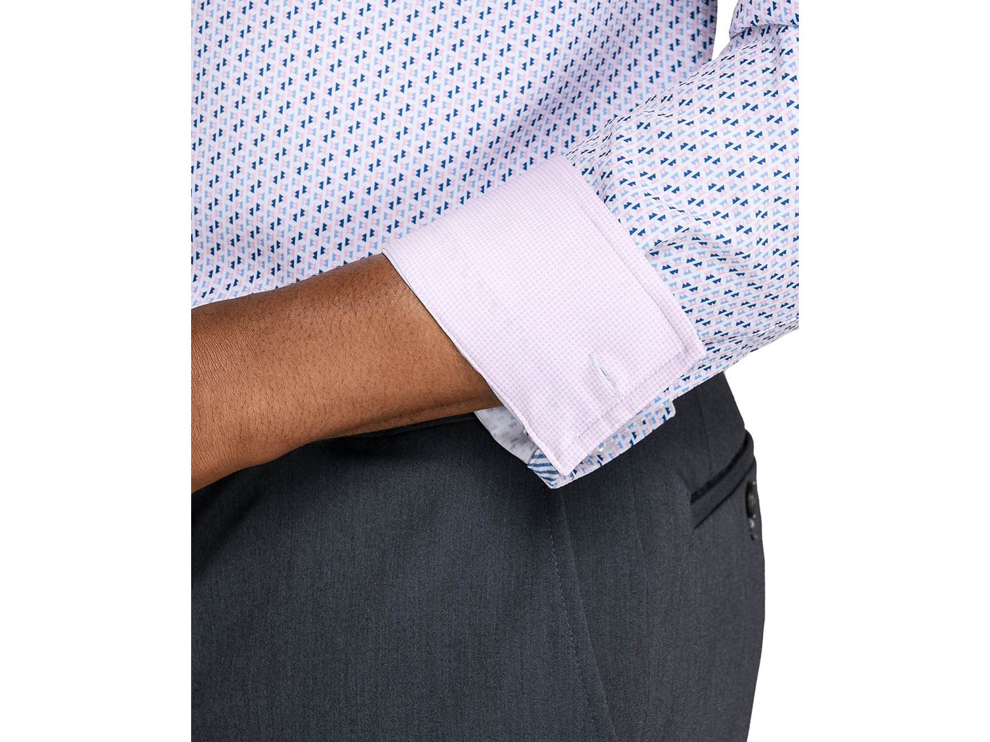 Мужская рубашка ConStruct Triangle Print Spread Collar Dress Shirt, цвет: Белый / Розовый — фото 5