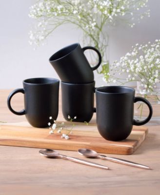 Stoneware Coup Mugs, Set of 4