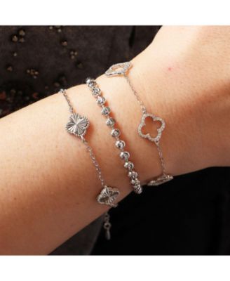 Fluted Clover Trio Bracelet Sterling Silver