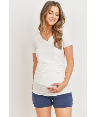 Maternity Fitted V-Neck Side Ruched Top