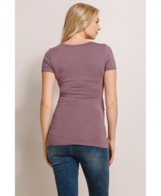 Maternity Fitted V-Neck Side Ruched Top