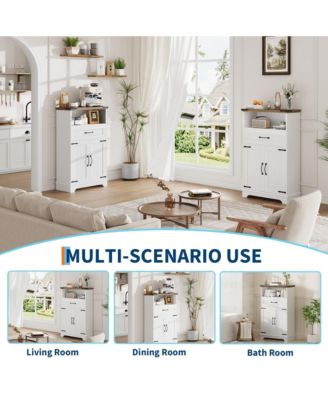 Farmhouse Bathroom Cabinets Set of 2 - Wooden Furniture with Doors and Drawers - Freestanding Storage Unit for Bathroom, Kitchen, Living Room