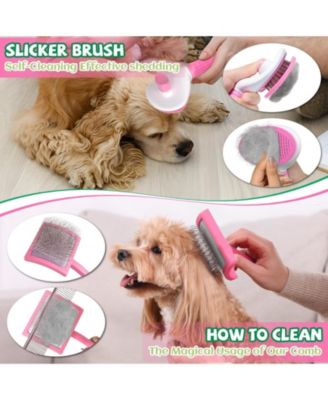 8pcs Pet Grooming Bath Kit with Slicker Brush Deshedding Rake Towel Gloves Combs Scrubber for Dogs Cats Rabbits