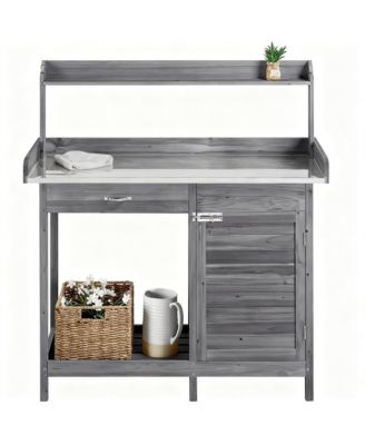 Multifunctional garden pot plant rack with metal top