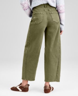 Women's High-Rise Washed Barrel-Leg Jeans