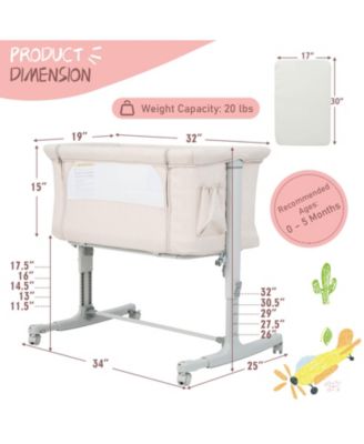 Portable Baby Bedside Bassinet with Adjustable Heights and Bag