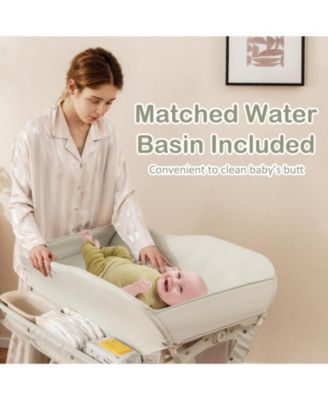 Baby Diaper Changing Table with Water Basin and Wheels