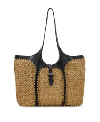 Santorini Medium Woven Straw Satchel Handbag