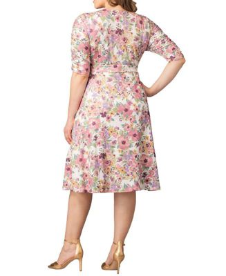 Plus Size Gabriella Ruched Sleeve Midi Dress with Pockets