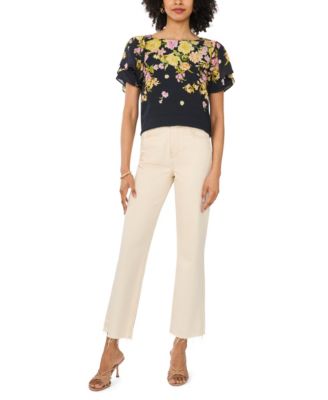 Vince Camuto Women's Crew Neck Tulip-Sleeve Blouse - Macy's