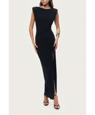 Women's Ruched Side-Slit Maxi Dress