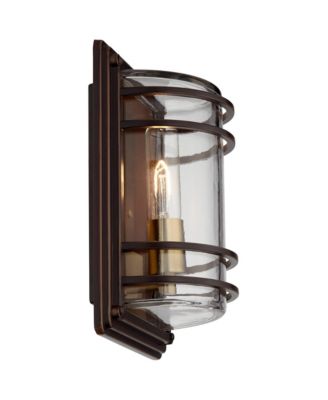 Modern Outdoor Wall Light Fixtures Set of 2 11" Clear Glass Shade for Exterior Barn Deck House Porch Patio Outside Front Door