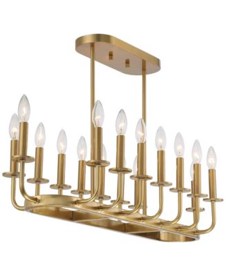 Soft Gold Linear Pendant Chandelier 38 3/4" Wide Modern Open Frame 16-Light Fixture for Kitchen Island Dining Room House
