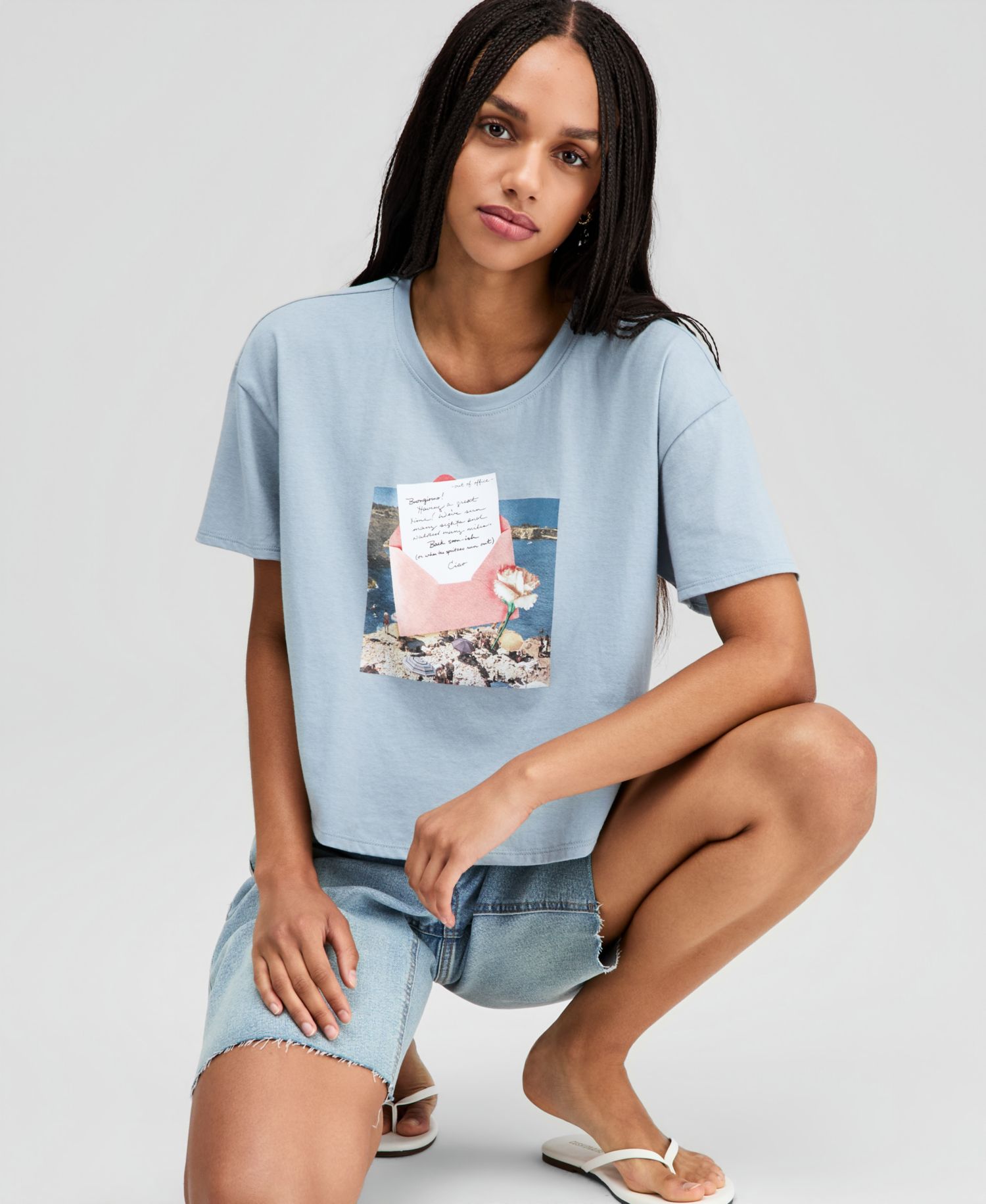 Women's Postcard Graphic Cropped T-Shirt