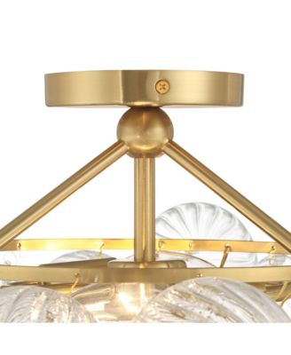 Possini Euro Albaro 18 1/2"W Soft Gold and Glass 2-Light Ceiling Light