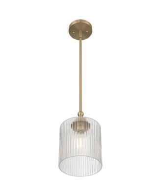 Possini Euro Krakow 7"W Satin Brass Fluted Glass Mini Pendant Light