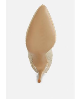 Womens Fortunate Rhinestones Embellished Mesh Boots