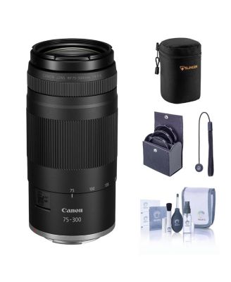 RF 75-300mm f/4-5.6 Lens, Black, Bundle with 58mm Filter Kit, Lens Case, Cleaning Kit and Lens Cap Tether