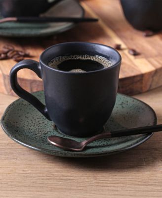 Stoneware Coffee Cup and Saucer Set, Service for 6