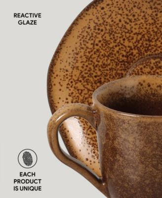 Stoneware Coffee Cup and Saucer Set, Service for 6