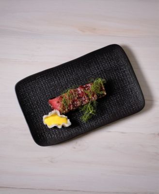 10.63" Stoneware Medium Rectangular Juta Platters, Set of 4