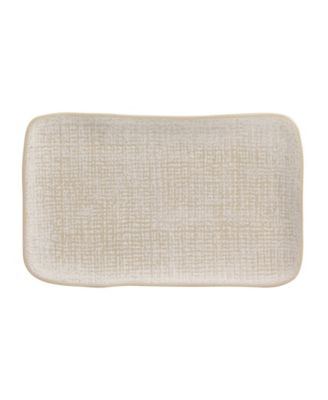 10.63" Stoneware Medium Rectangular Juta Platters, Set of 4