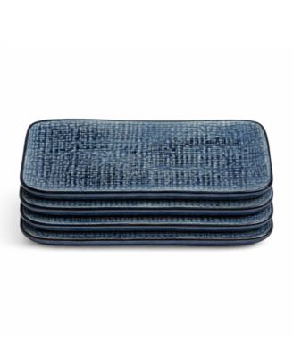 10.63" Stoneware Medium Rectangular Juta Platters, Set of 4