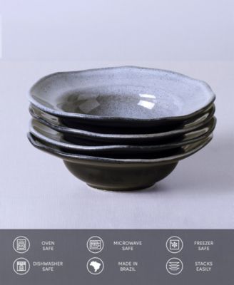 Stoneware Deep Rim Dessert Plates, Set of 4