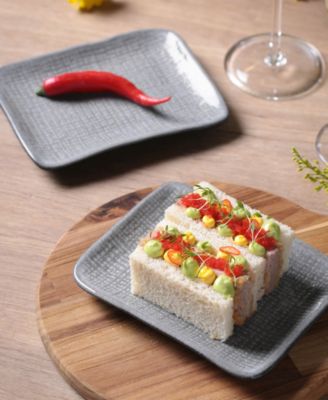 7" Stoneware Rectangular Juta Platters, Set of 4