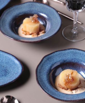 Stoneware Deep Rim Dessert Plates, Set of 4