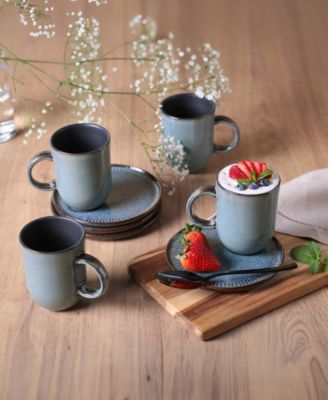 Stoneware Coup Mugs, Set of 4