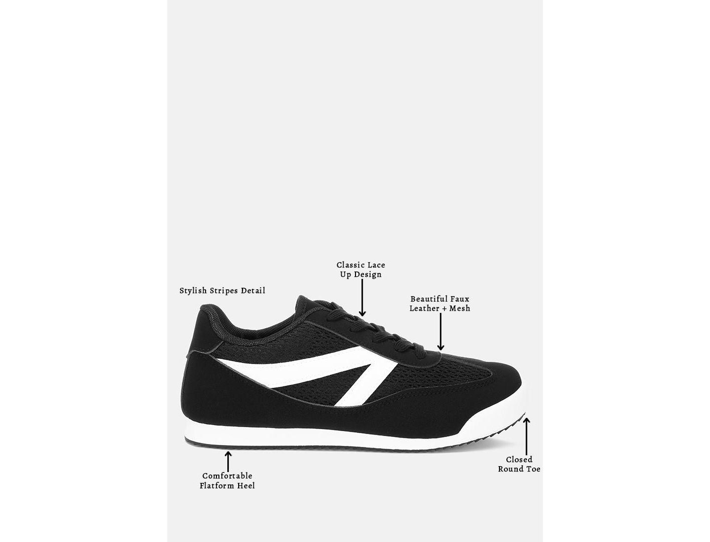 Женские кроссовки London Rag Tibala Padded Collar Lace-Up, цвет: Чёрная искусственная кожа сетчатый — фото 6