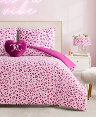 Plush Reversible Leopard Hearts 4-Pc. Comforter Set, King