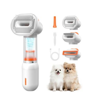 Vacuum Dog Brush 4-in-1 Self Cleaning Slicker Undercoat Rake Deshedding Tool Anti Static Massage For Short Medium Coats
