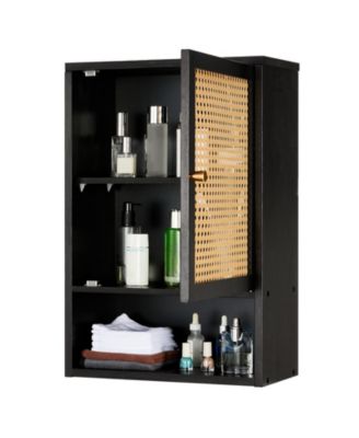 Space-Saving Bamboo Bathroom Wall Cabinet – Adjustable Shelf – Over Toilet Storage Organizer