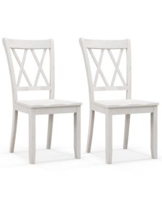 Farmhouse Wooden Dining Chairs Set of 2, Rubber Wood, 300 lb Capacity Each, 20x23.5x39 in