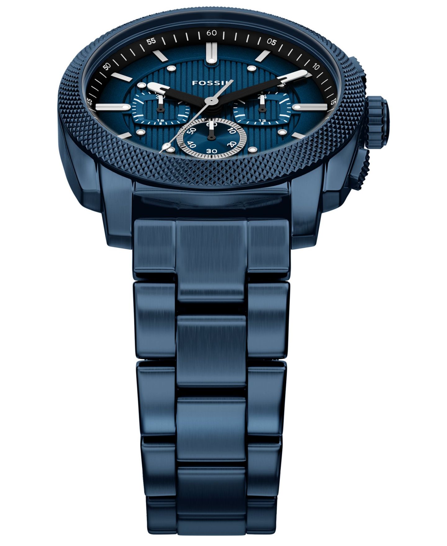 Мужские часы Fossil Machine Chronograph Navy Stainless Steel Watch 44mm — фото 4