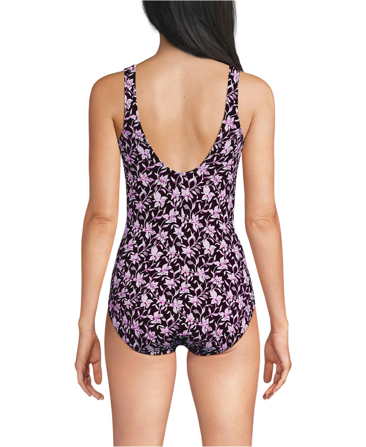 Lands' End Women's Long Torso Tugless Low Leg One Piece Swimsuit