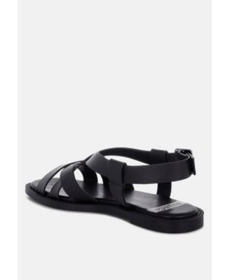 Rag and Co Womens Kapaka Real Leather Flat Gladiator Sandals