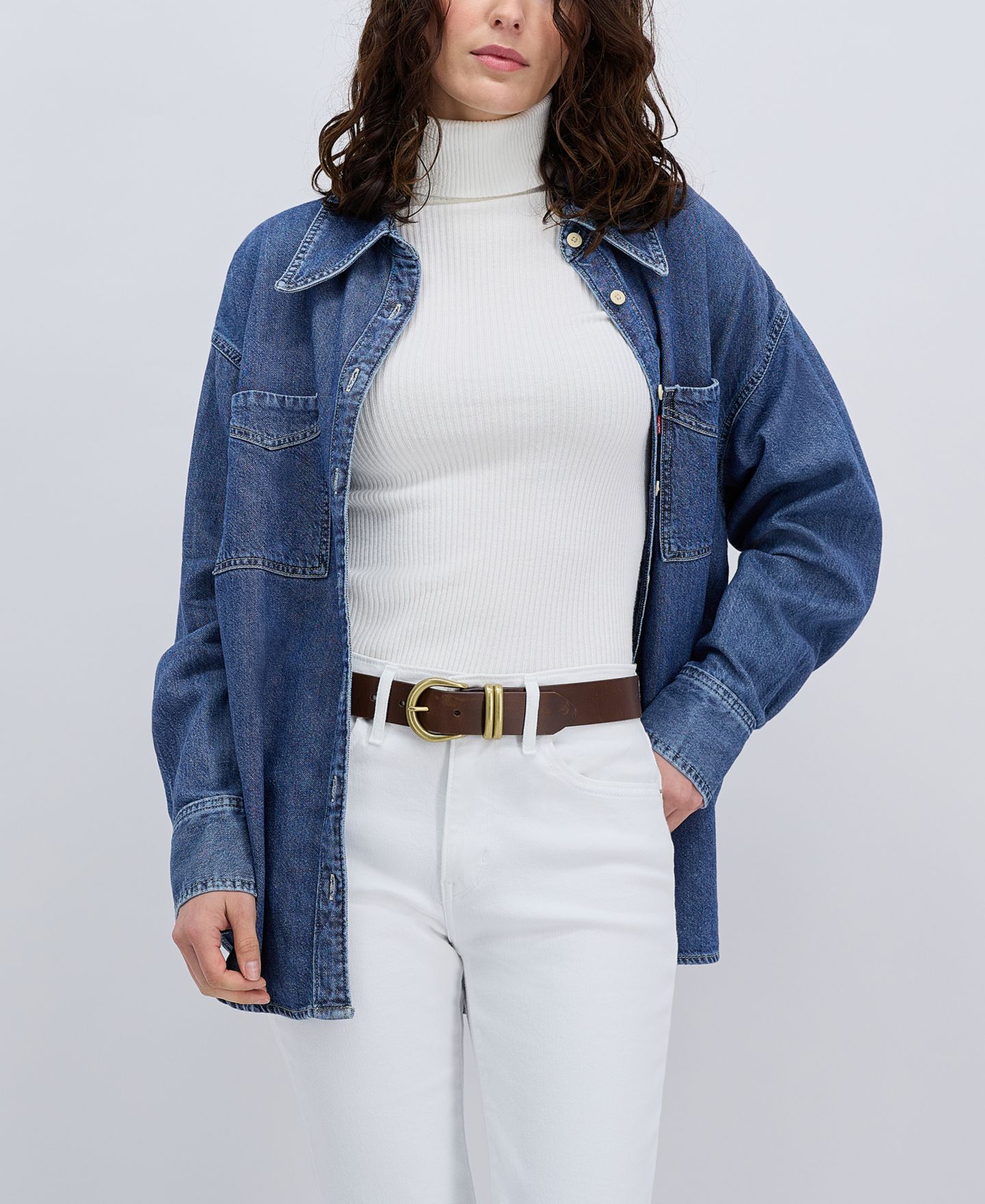 Женский ремень Levi's Double Metal Loop Leather, цвет: Белый — фото 8