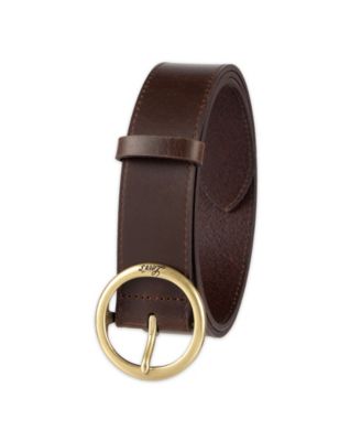 Women's Casual Suede and Leather Belt with Circular Center Bar Buckle